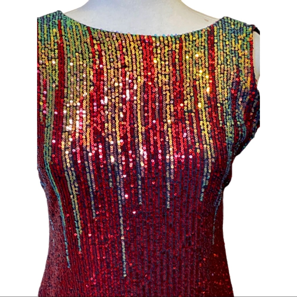 Red sequins cocktail evening dress - Picture 2 of 7